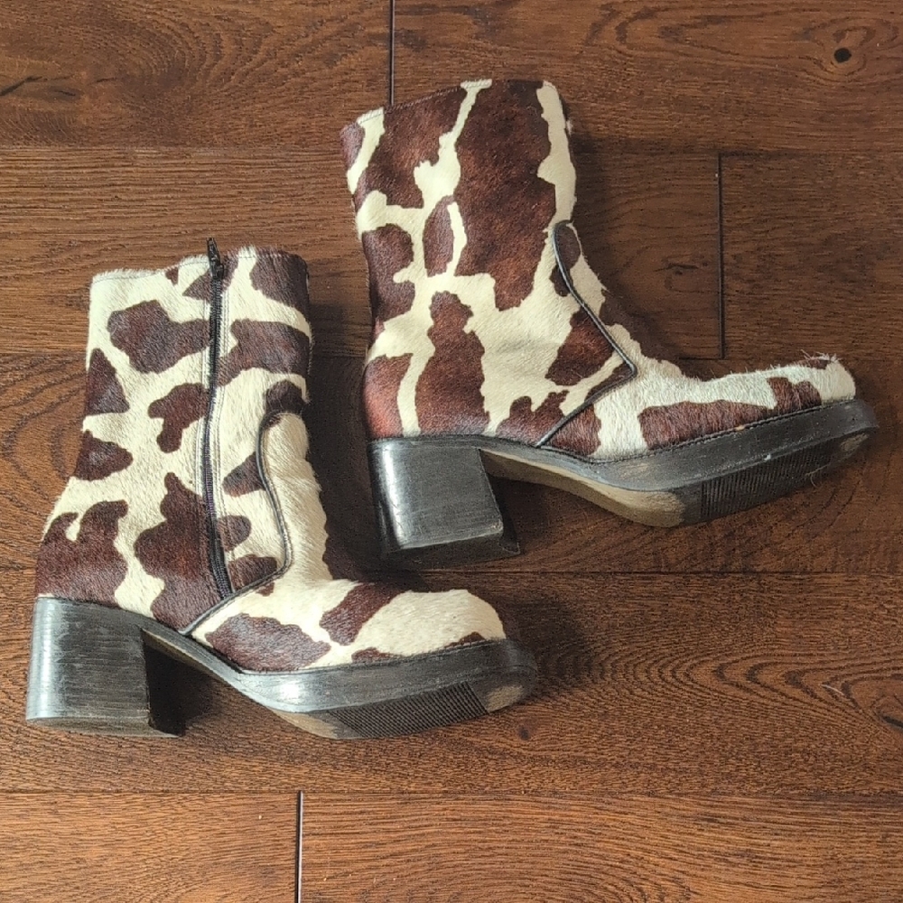 Cow Print Ankle Boots